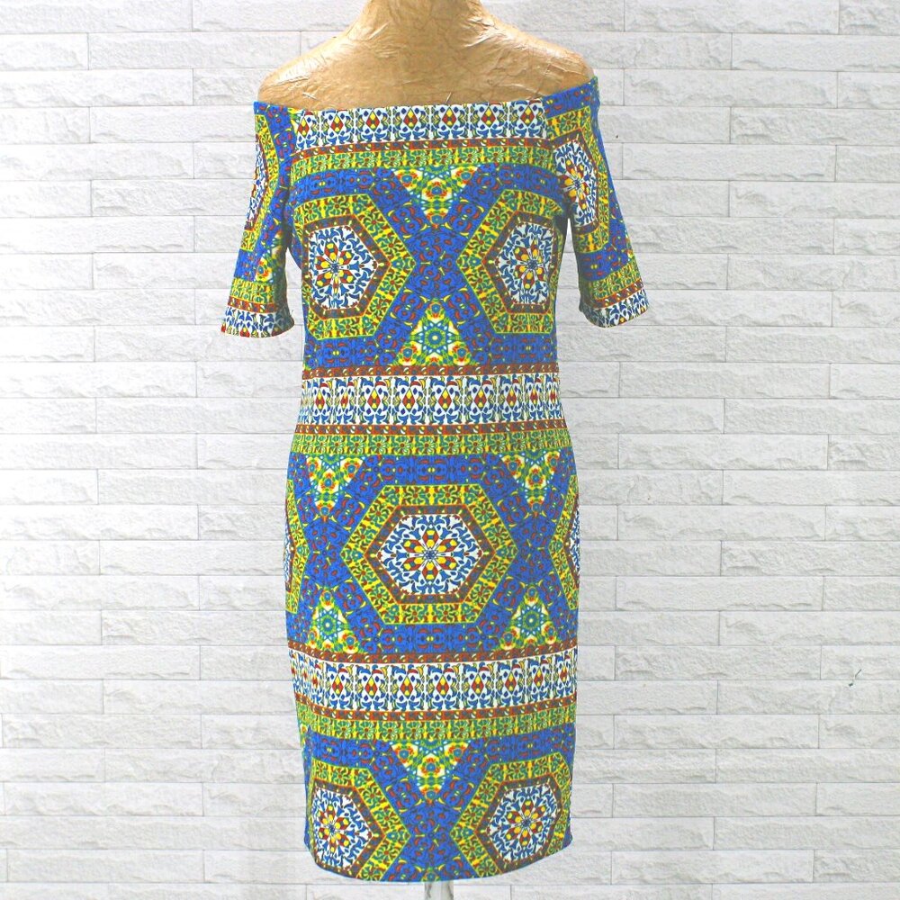 LOVE J Dress Strapless Column Off Shoulder Stretch Bodycon Knit Green Large